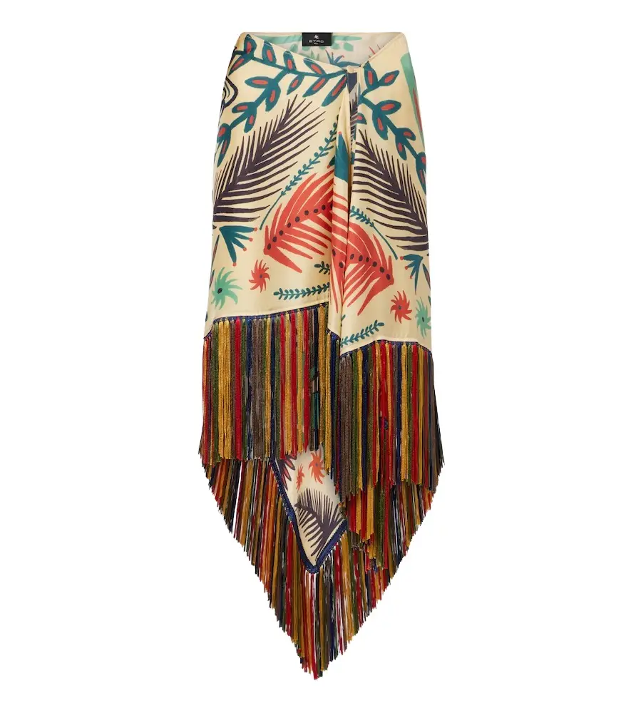 Etro Fringed printed asymmetric silk midi skirt | Image 1 Etro Fringed printed asymmetric silk midi skirt | Image 1