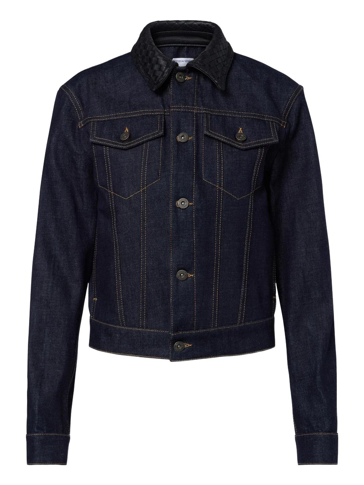 Bottega Veneta Intrecciato leather-trimmed denim jacket