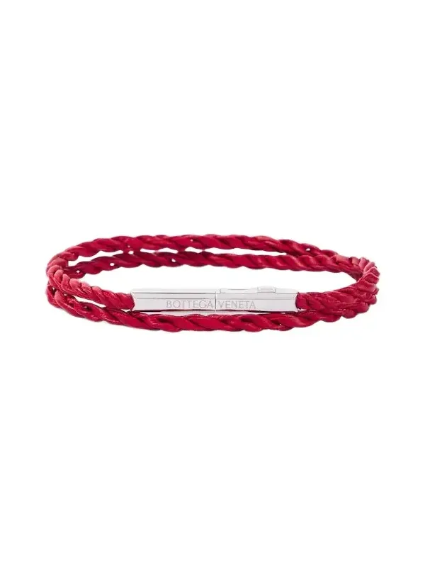 Bottega Veneta Knot sterling silver and leather bracelet
