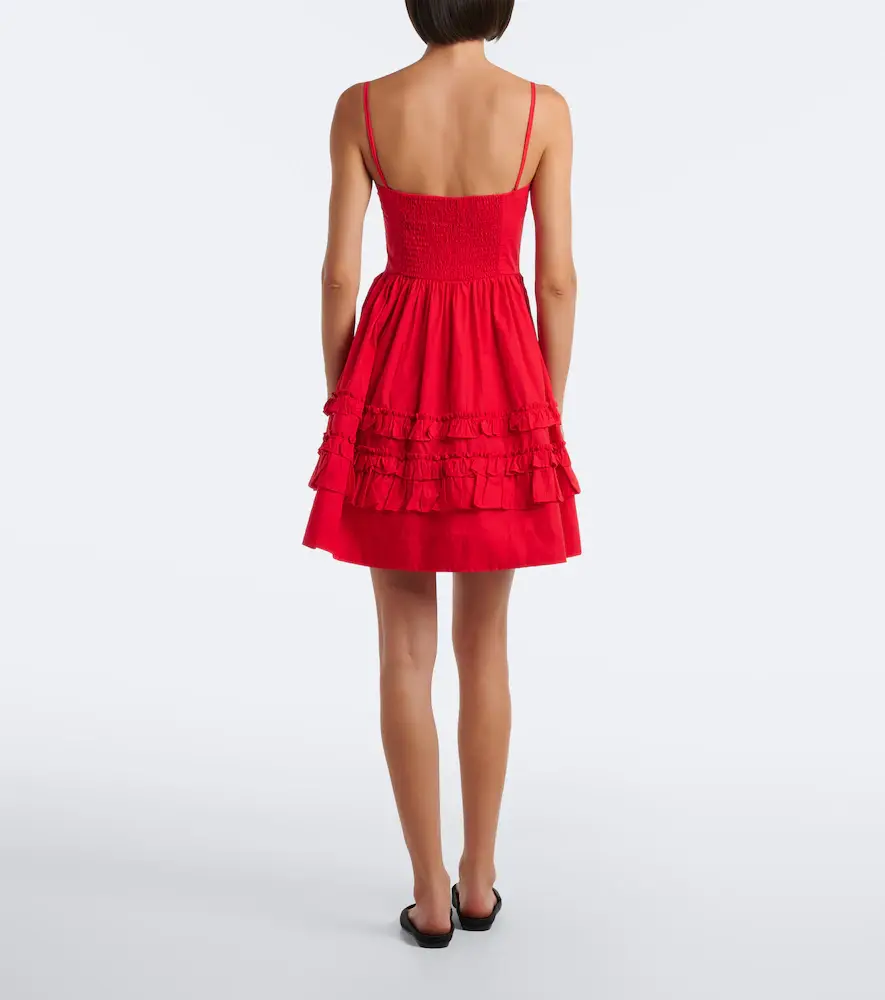 Ganni Ruffled cotton poplin minidress | Thumbnail 2