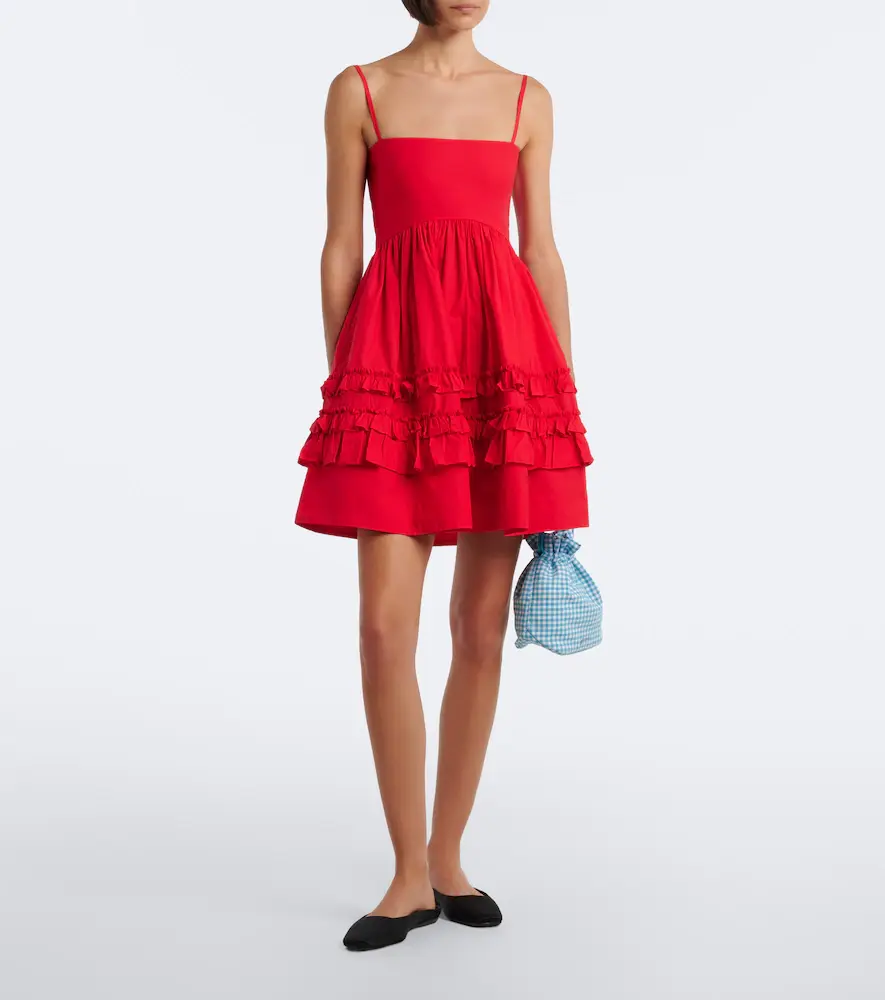 Ganni Ruffled cotton poplin minidress | Thumbnail 3