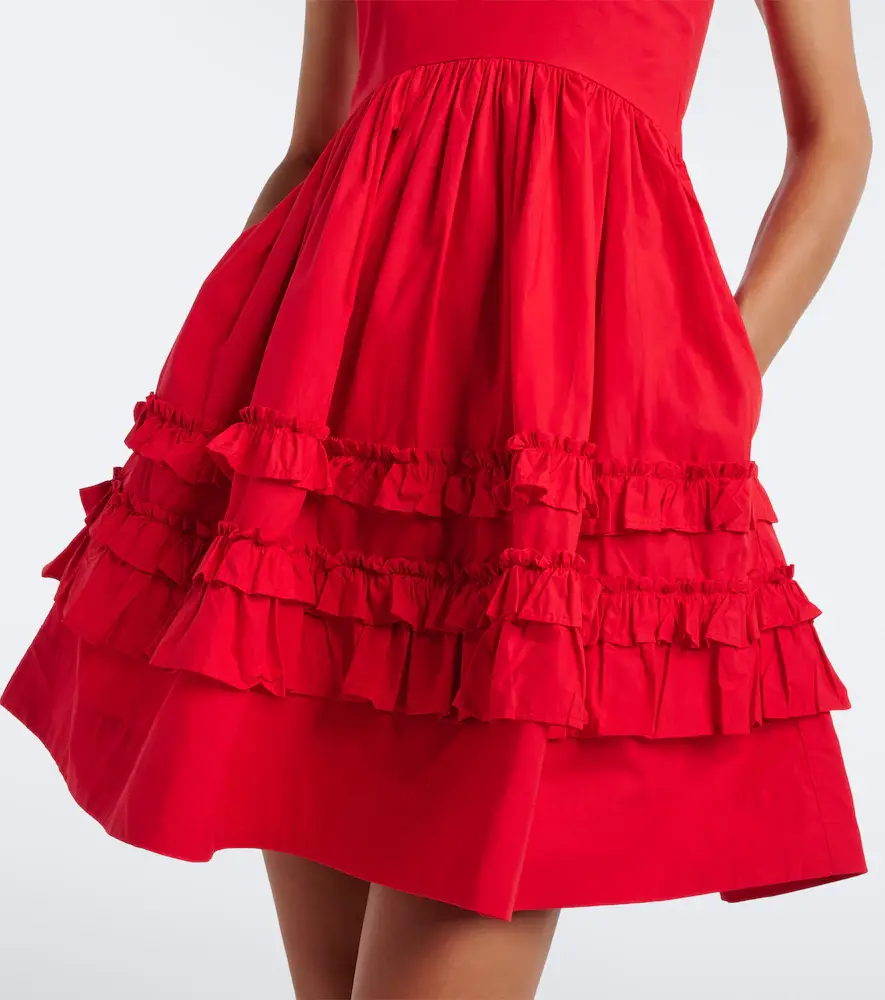 Ganni Ruffled cotton poplin minidress | Thumbnail 4