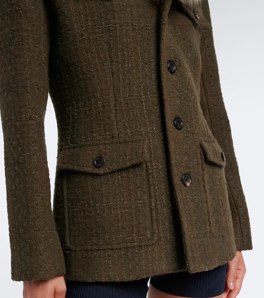 Saint Laurent Shearling-trimmed wool-blend tweed jacket | Thumbnail 3 Saint Laurent Shearling-trimmed wool-blend tweed jacket | Thumbnail 3