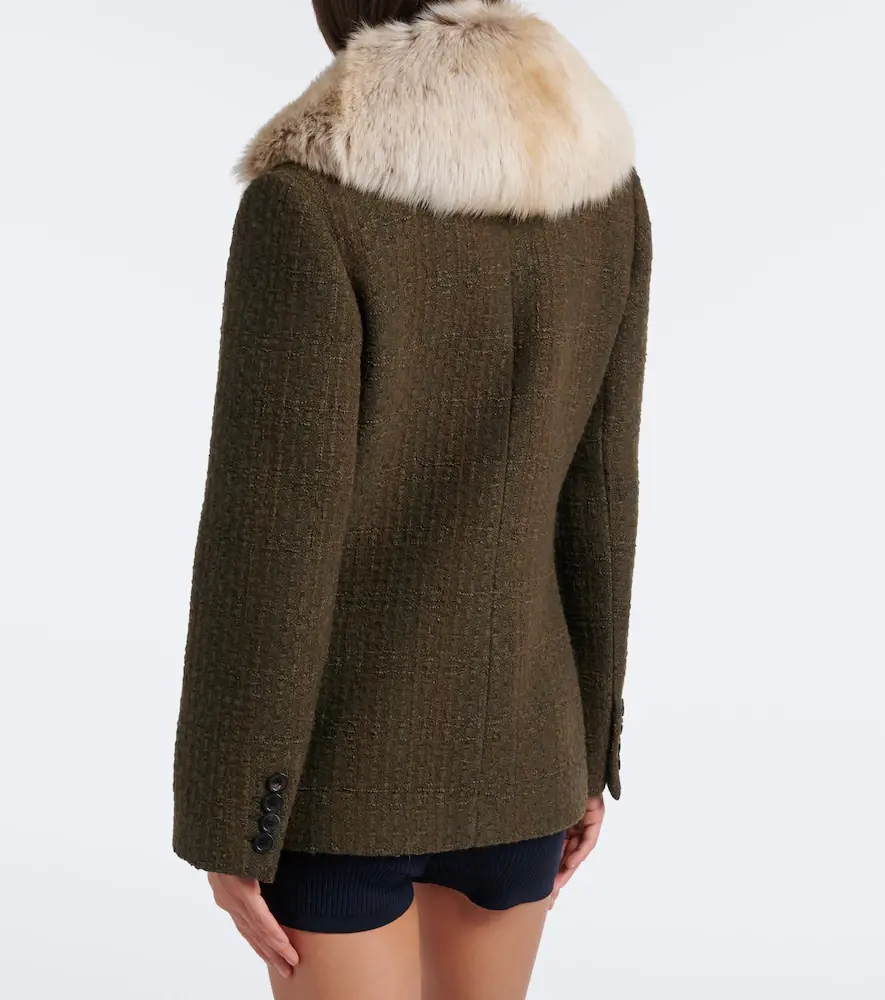 Saint Laurent Shearling-trimmed wool-blend tweed jacket | Thumbnail 7 Saint Laurent Shearling-trimmed wool-blend tweed jacket | Thumbnail 7