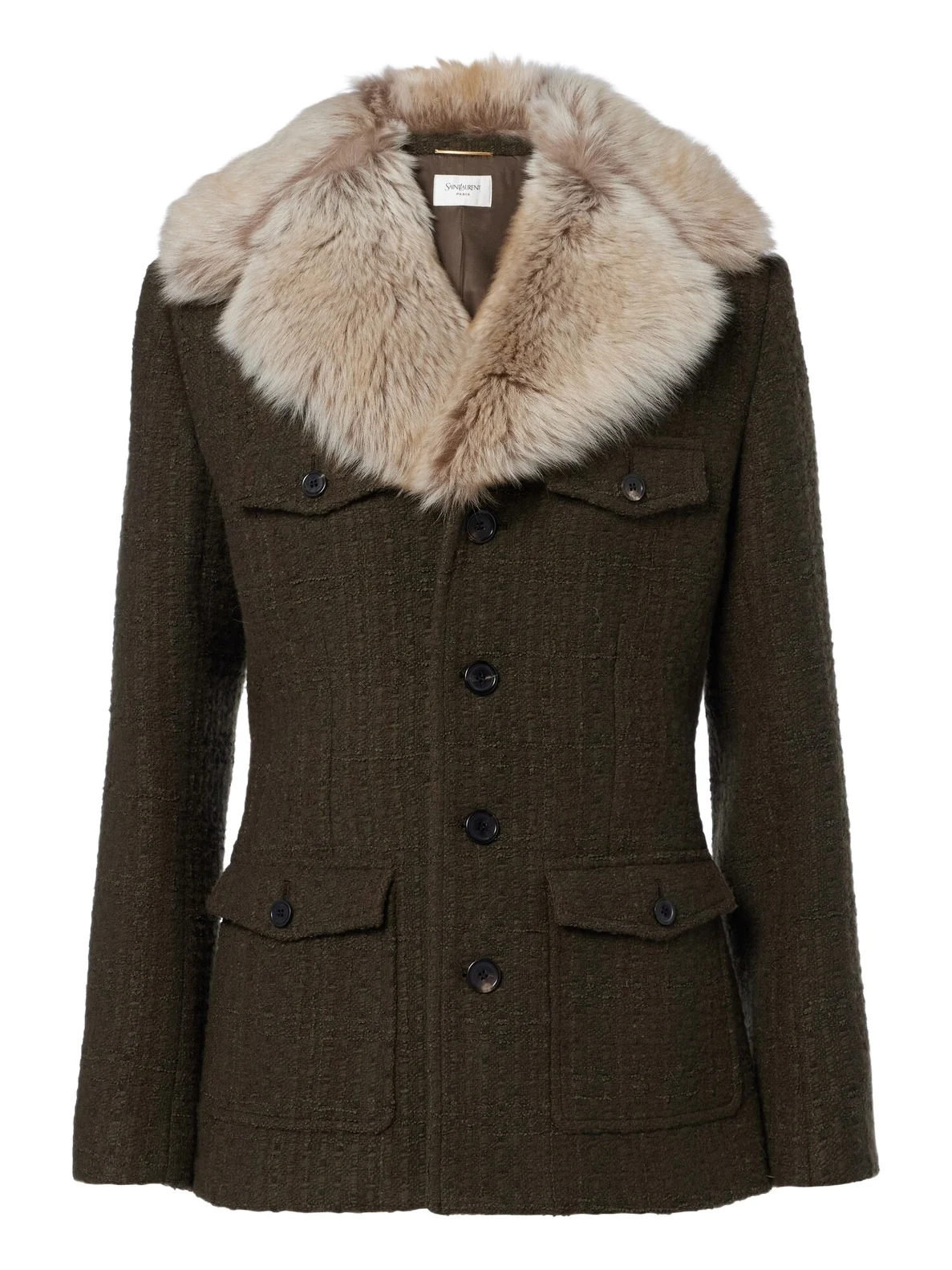 Shearling-trimmed wool-blend tweed jacket Shearling-trimmed wool-blend tweed jacket