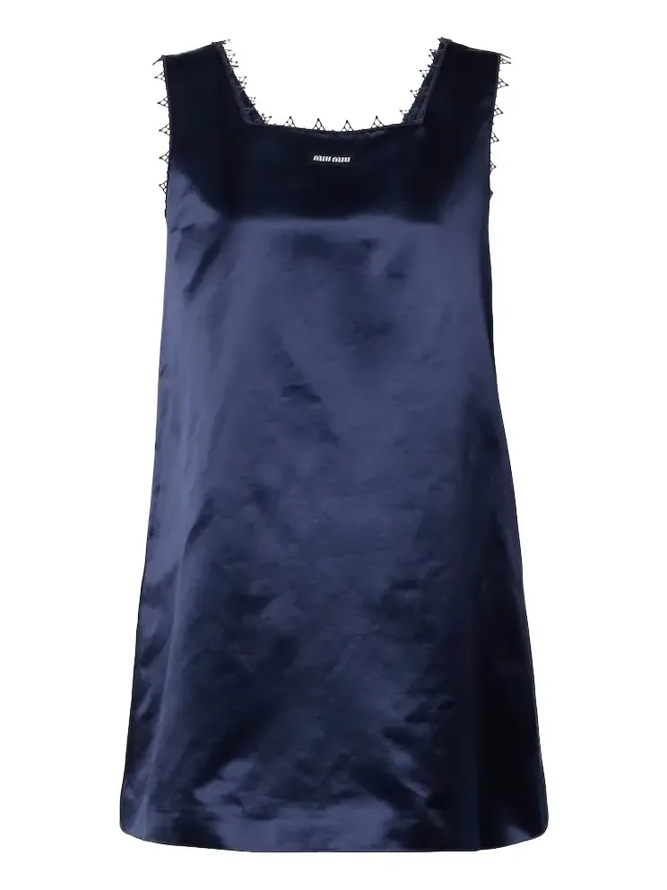 Embroidered cotton-blend satin minidress
