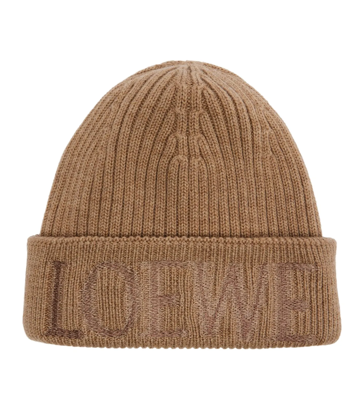 Logo embroidered ribbed-knit wool beanie