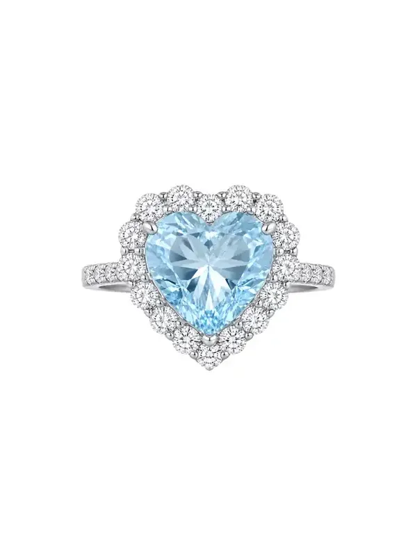 3.27ct Diamond Aquamarine 18K Gold Halo Heart Ring 3.27ct Diamond Aquamarine 18K Gold Halo Heart Ring