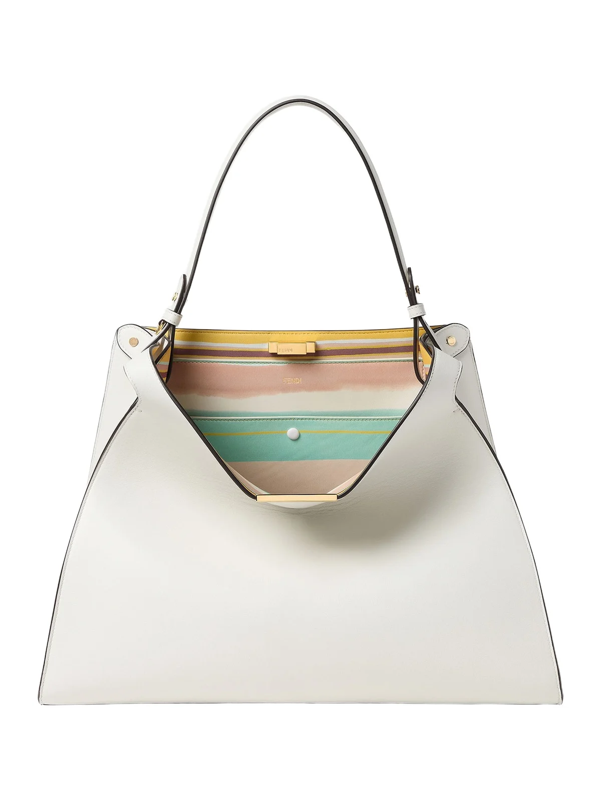 Fendi Way Large Leather Bag with Multicolor Interior