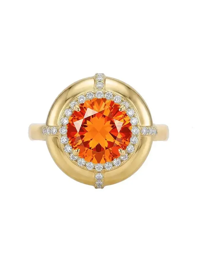 Fire Opal Medallion Ring