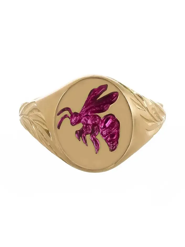 Fuchsia Bee Signet Ring