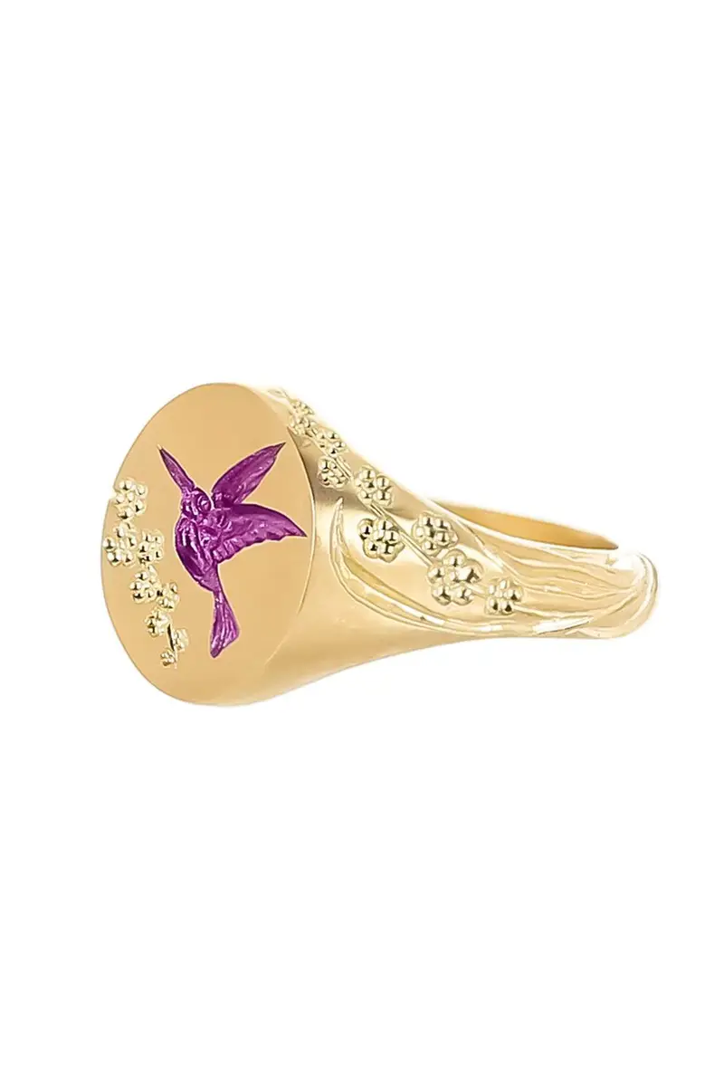 CASTRO SMITH Purple Hummingbird Signet Ring | Thumbnail 4 CASTRO SMITH Purple Hummingbird Signet Ring | Thumbnail 4