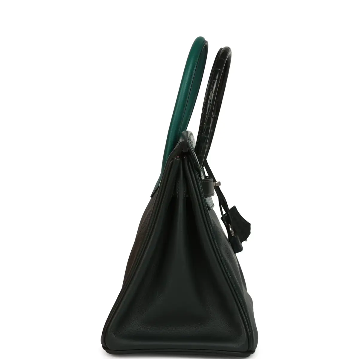 HERMÈS Pre-owned Hermes "Patchwork" Birkin 30 Vert Titien, Vert Fonce, Malachite, Emeraude Chevre Mysore, Clemence, Shiny Porosus Crocodile, Epsom, Swift, Box Palladium Hardware | Thumbnail 3 HERMÈS Pre-owned Hermes "Patchwork" Birkin 30 Vert Titien, Vert Fonce, Malachite, Emeraude Chevre Mysore, Clemence, Shiny Porosus Crocodile, Epsom, Swift, Box Palladium Hardware | Thumbnail 3
