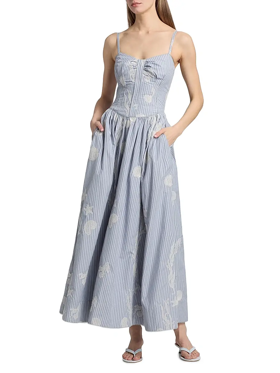 Amur Women's Bronte Embroidered Cotton-Blend Maxi Dress | Thumbnail 2 Amur Women's Bronte Embroidered Cotton-Blend Maxi Dress | Thumbnail 2