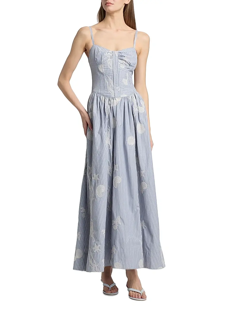 Amur Women's Bronte Embroidered Cotton-Blend Maxi Dress | Thumbnail 3 Amur Women's Bronte Embroidered Cotton-Blend Maxi Dress | Thumbnail 3