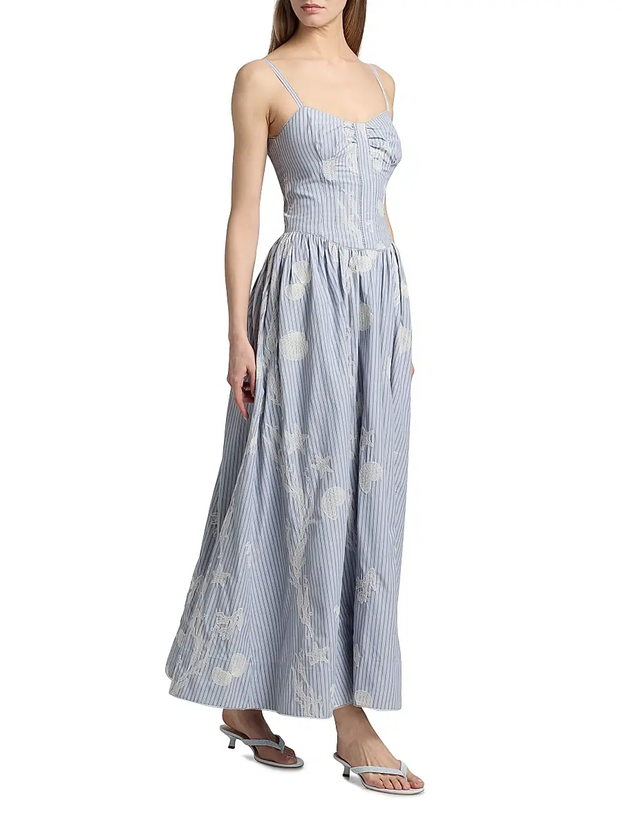 Amur Women's Bronte Embroidered Cotton-Blend Maxi Dress | Thumbnail 4 Amur Women's Bronte Embroidered Cotton-Blend Maxi Dress | Thumbnail 4