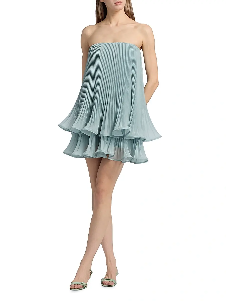 Amur Women's Dalia Pleated Strapless Babydoll Minidress | Thumbnail 2 Amur Women's Dalia Pleated Strapless Babydoll Minidress | Thumbnail 2