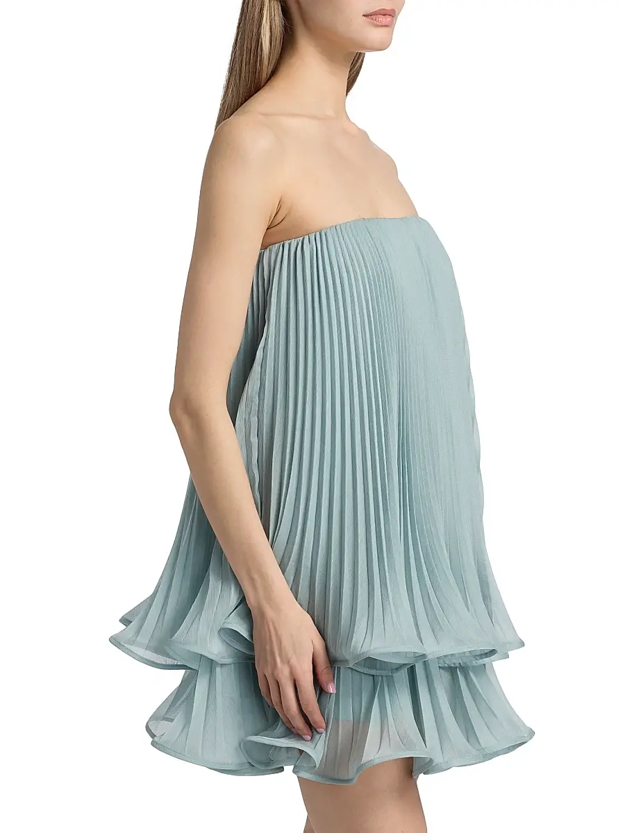 Amur Women's Dalia Pleated Strapless Babydoll Minidress | Thumbnail 4 Amur Women's Dalia Pleated Strapless Babydoll Minidress | Thumbnail 4