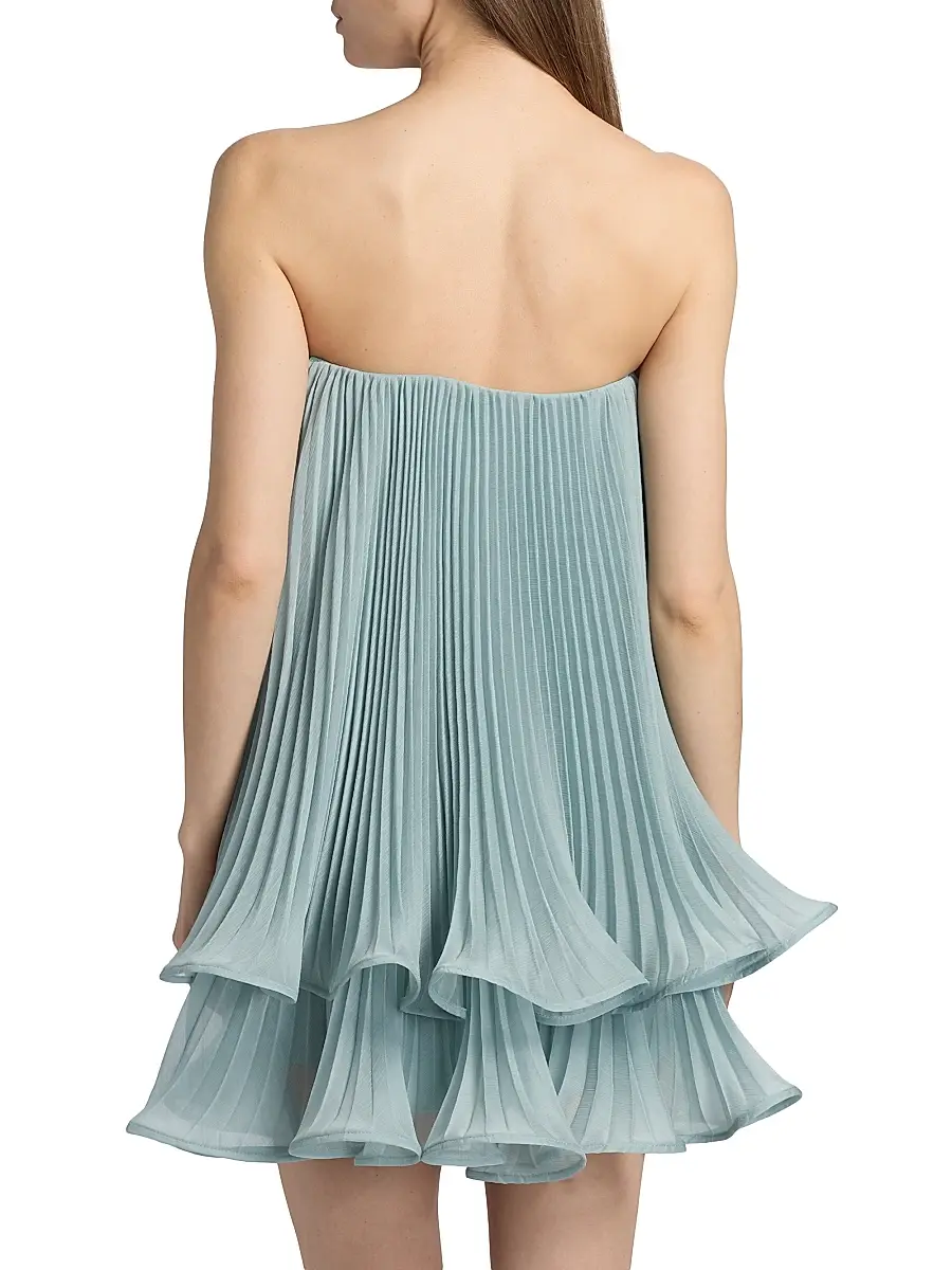 Amur Women's Dalia Pleated Strapless Babydoll Minidress | Thumbnail 5 Amur Women's Dalia Pleated Strapless Babydoll Minidress | Thumbnail 5