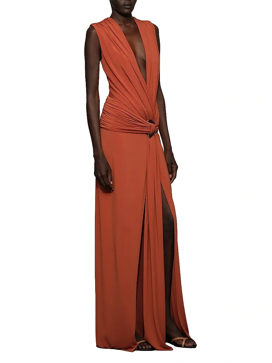 Et Ochs Women's Jil Draped Plunge-Neck Gown | Thumbnail 3 Et Ochs Women's Jil Draped Plunge-Neck Gown | Thumbnail 3