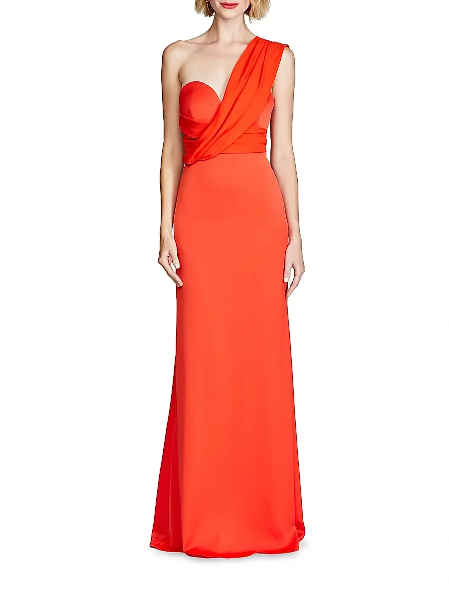 Halston Women's Roselle Crepe One-Shoulder Gown | Thumbnail 2 Halston Women's Roselle Crepe One-Shoulder Gown | Thumbnail 2