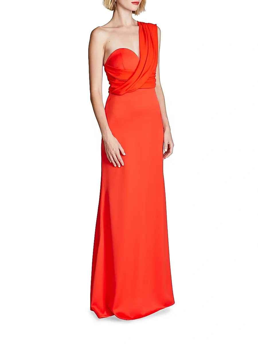 Halston Women's Roselle Crepe One-Shoulder Gown | Thumbnail 4 Halston Women's Roselle Crepe One-Shoulder Gown | Thumbnail 4