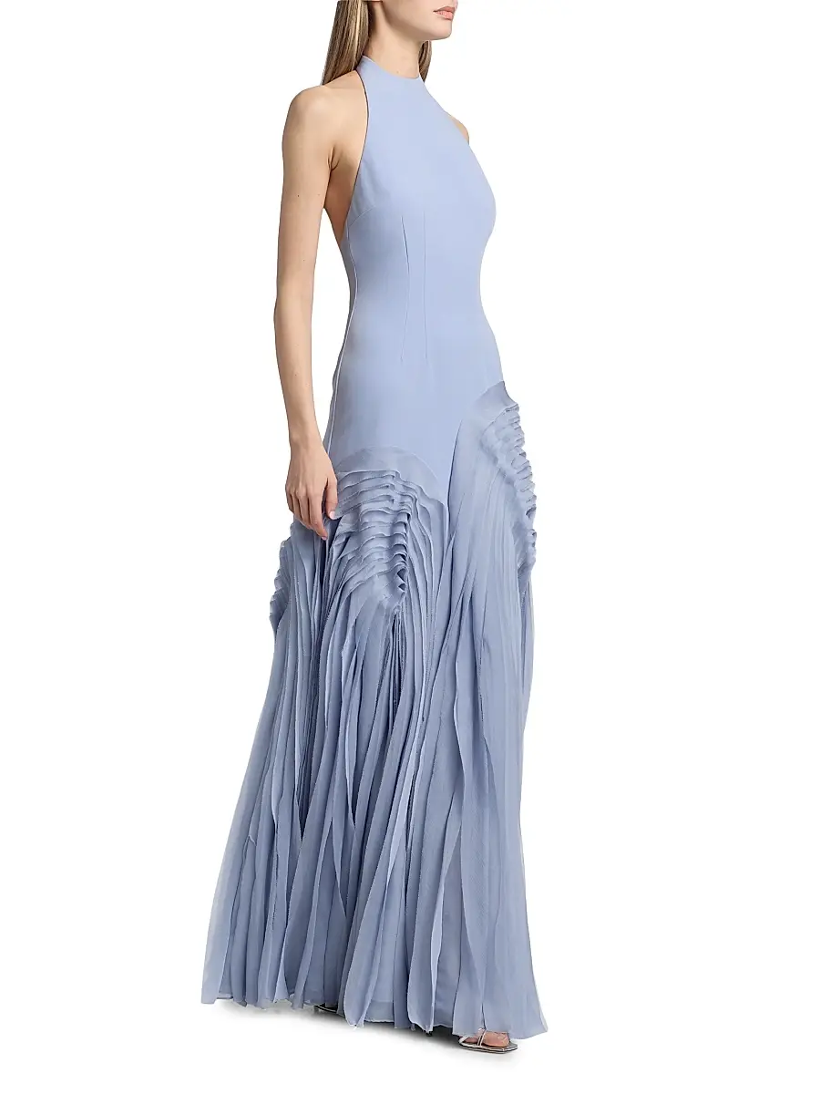 Amur Women's Elani Pleated Halterneck Gown | Thumbnail 2