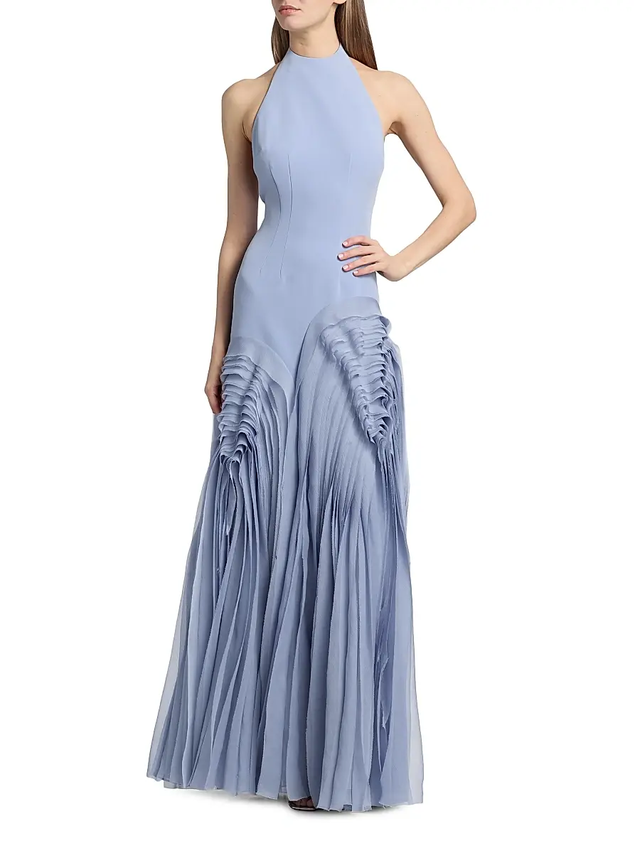 Amur Women's Elani Pleated Halterneck Gown | Thumbnail 3