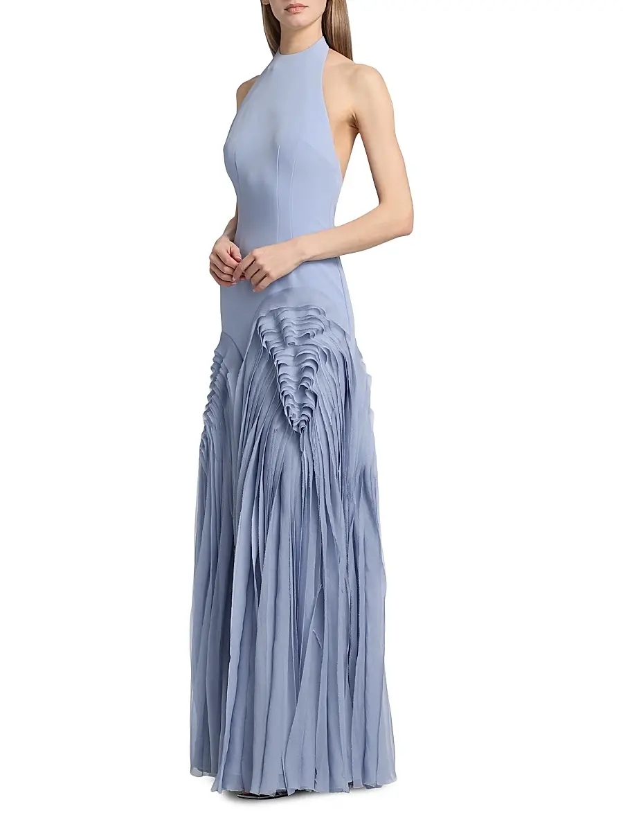 Amur Women's Elani Pleated Halterneck Gown | Thumbnail 4
