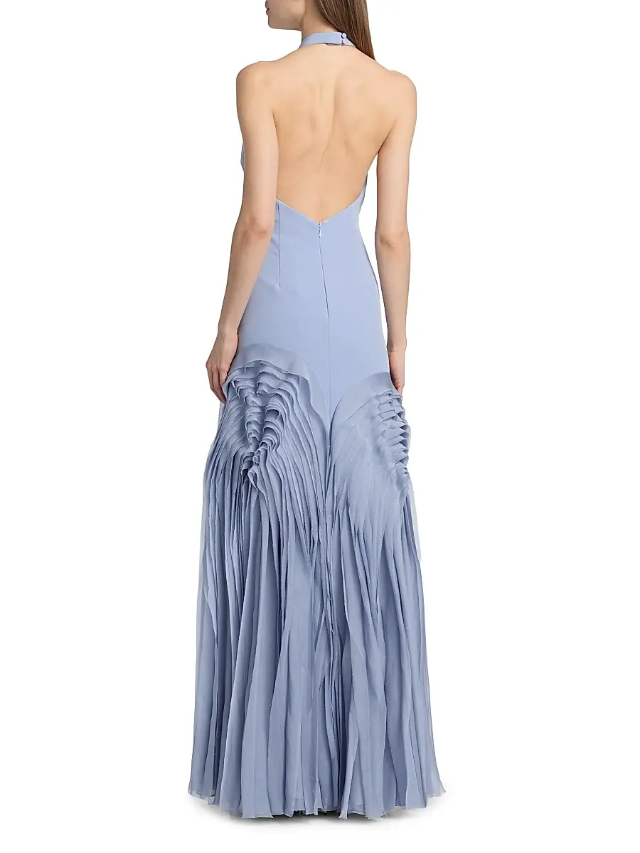 Amur Women's Elani Pleated Halterneck Gown | Thumbnail 5