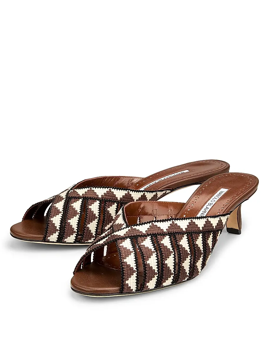 Manolo Blahnik Women's Trofesamu Woven Kitten-Heel Sandals | Thumbnail 2 Manolo Blahnik Women's Trofesamu Woven Kitten-Heel Sandals | Thumbnail 2