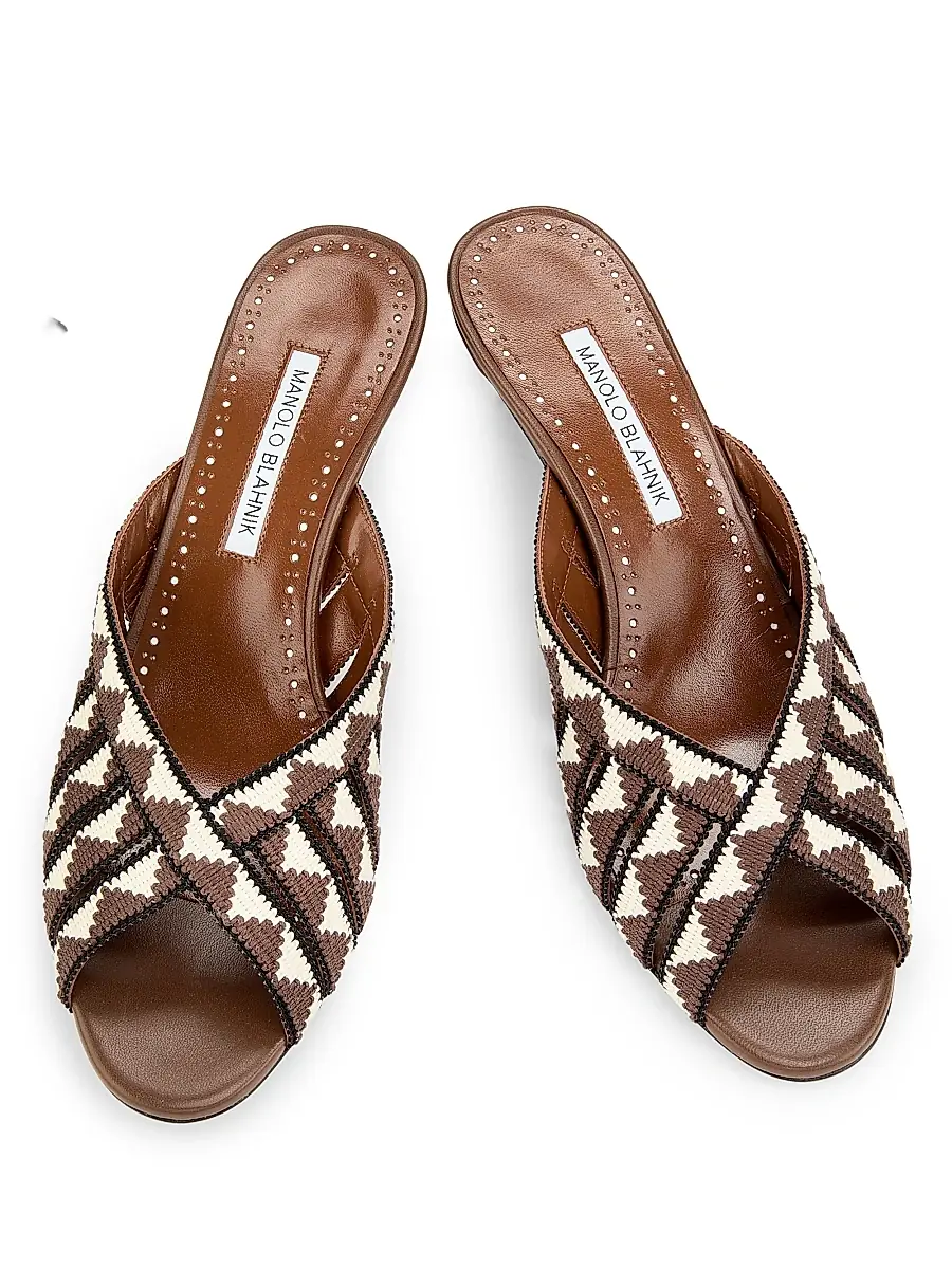 Manolo Blahnik Women's Trofesamu Woven Kitten-Heel Sandals | Thumbnail 4 Manolo Blahnik Women's Trofesamu Woven Kitten-Heel Sandals | Thumbnail 4