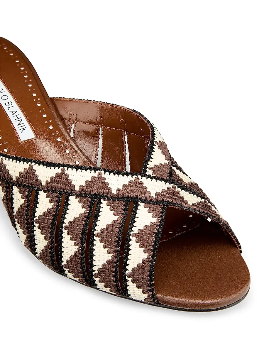 Manolo Blahnik Women's Trofesamu Woven Kitten-Heel Sandals | Thumbnail 5 Manolo Blahnik Women's Trofesamu Woven Kitten-Heel Sandals | Thumbnail 5