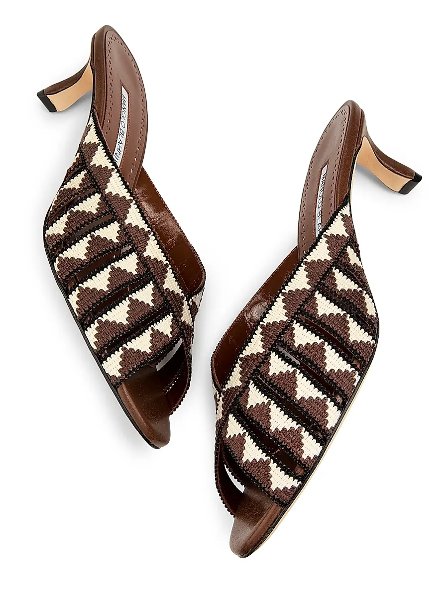 Manolo Blahnik Women's Trofesamu Woven Kitten-Heel Sandals | Thumbnail 6 Manolo Blahnik Women's Trofesamu Woven Kitten-Heel Sandals | Thumbnail 6