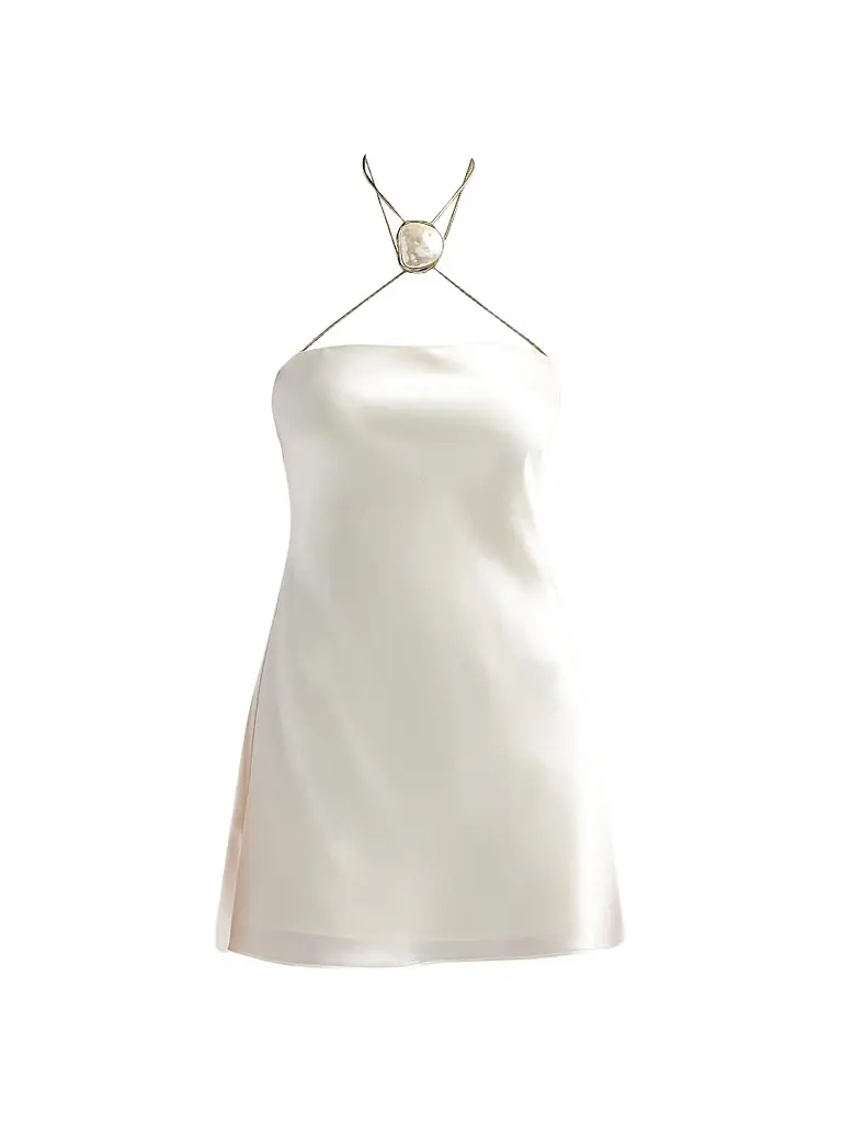 Retrofête Women's Ebba Satin A-Line Mini Dress - Cream Pearl Stone | Image 1 Retrofête Women's Ebba Satin A-Line Mini Dress - Cream Pearl Stone | Image 1