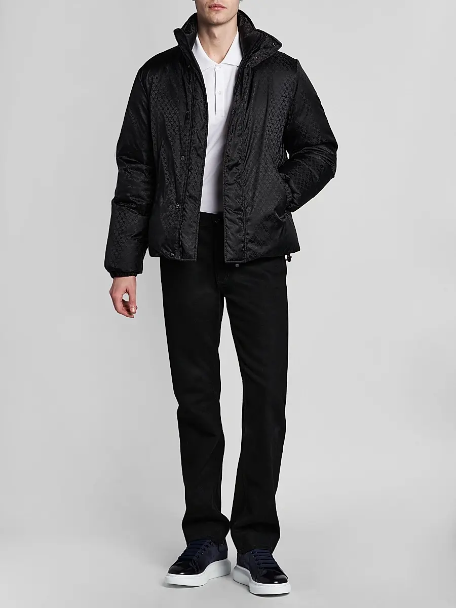 Alexander McQueen Men's Skull Jacquard Nylon Coat | Thumbnail 2 Alexander McQueen Men's Skull Jacquard Nylon Coat | Thumbnail 2