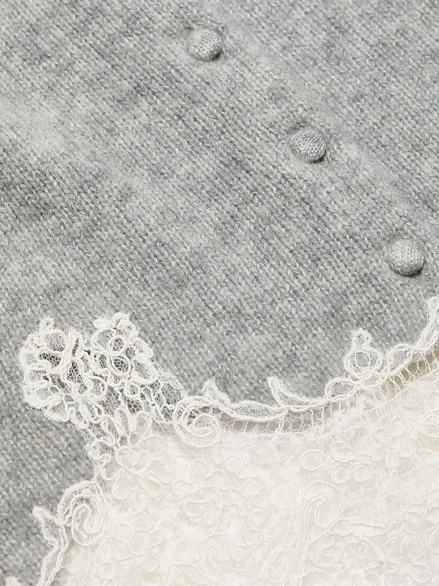 Adam Lippes Women's Briar Lace-Trim Cashmere Crop Cardigan | Thumbnail 7