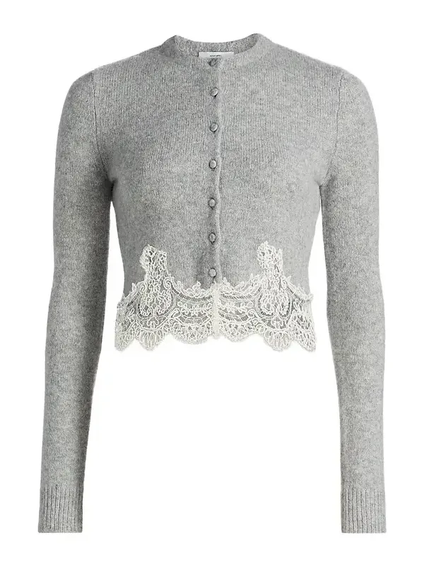 Women's Briar Lace-Trim Cashmere Crop Cardigan Women's Briar Lace-Trim Cashmere Crop Cardigan