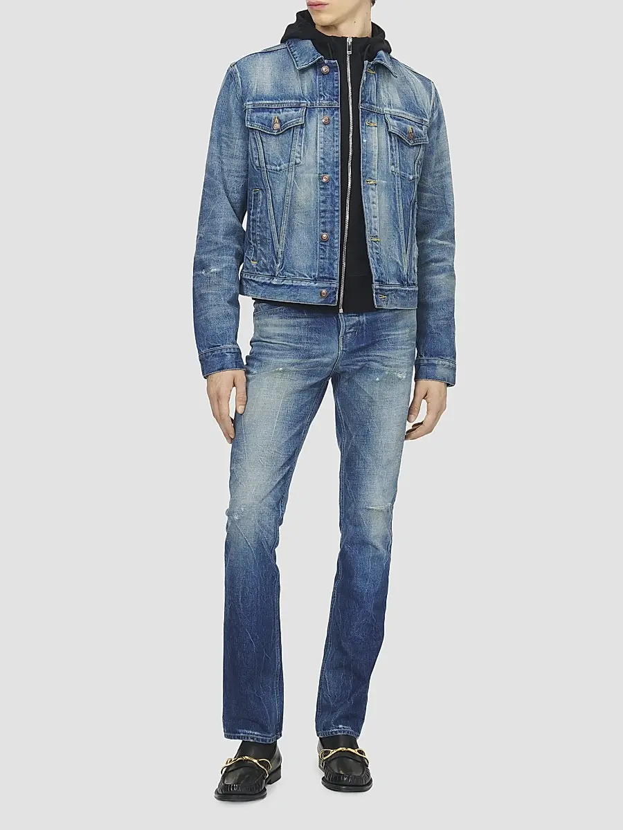 Alexander McQueen Men's Distressed Cotton Denim Jacket | Thumbnail 2