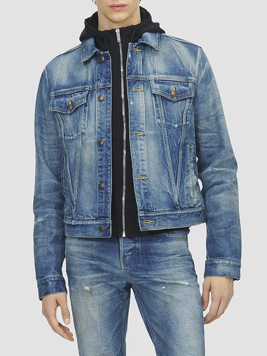 Alexander McQueen Men's Distressed Cotton Denim Jacket | Thumbnail 3