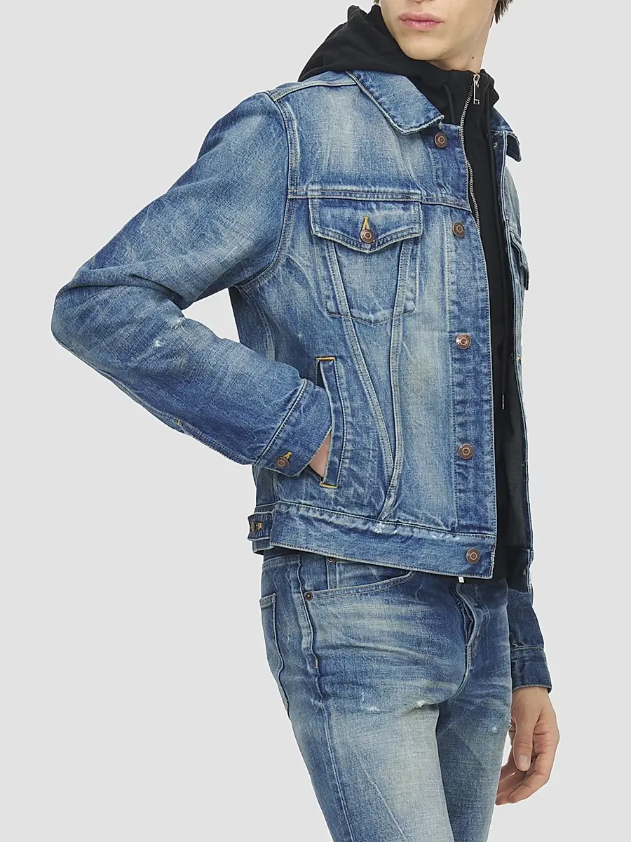 Alexander McQueen Men's Distressed Cotton Denim Jacket | Thumbnail 4