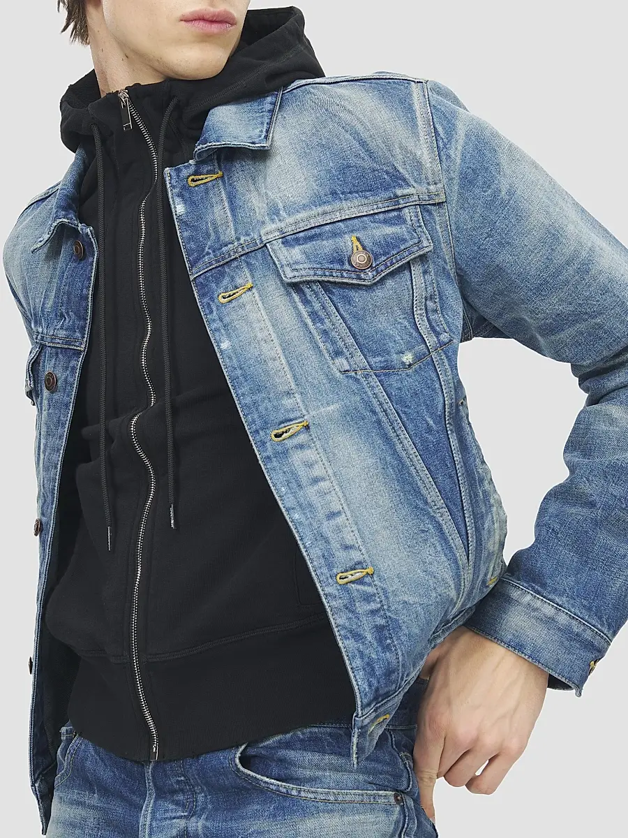 Alexander McQueen Men's Distressed Cotton Denim Jacket | Thumbnail 6