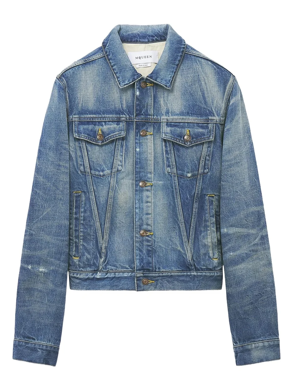 Men's Distressed Cotton Denim Jacket