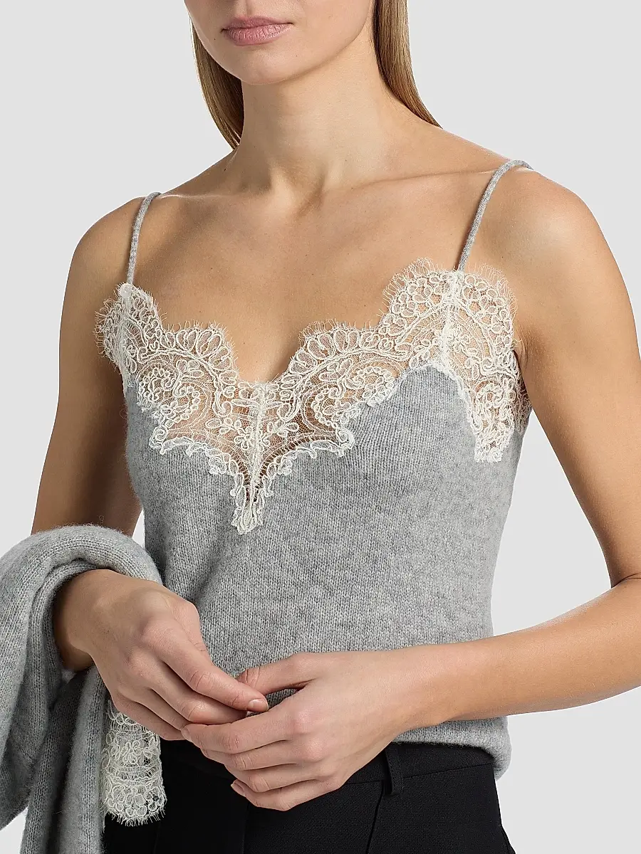 Adam Lippes Women's Beatrix Lace-Trim Cashmere Knit Cami | Thumbnail 6 Adam Lippes Women's Beatrix Lace-Trim Cashmere Knit Cami | Thumbnail 6