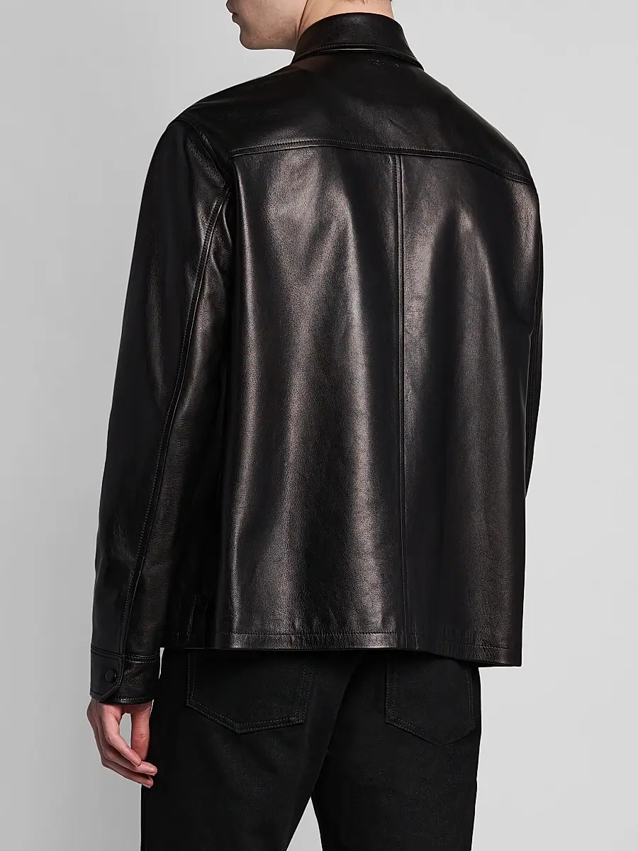 Alexander McQueen Men's Skull-Embossed Leather Jacket | Thumbnail 5
