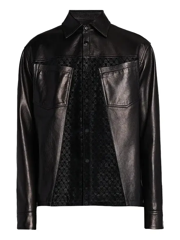Men's Skull-Embossed Leather Jacket