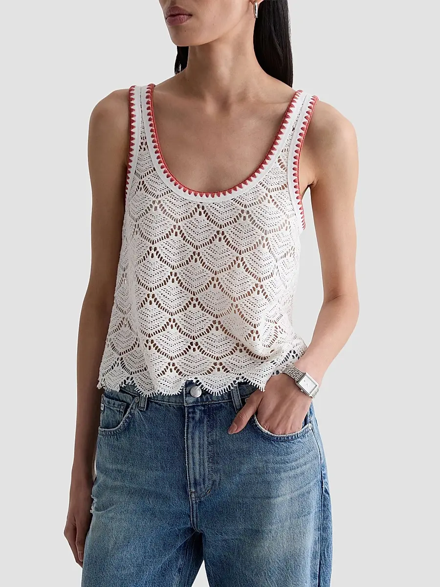 AG Jeans Women's Bianca Scalloped Cotton Crochet Tank | Thumbnail 4 AG Jeans Women's Bianca Scalloped Cotton Crochet Tank | Thumbnail 4