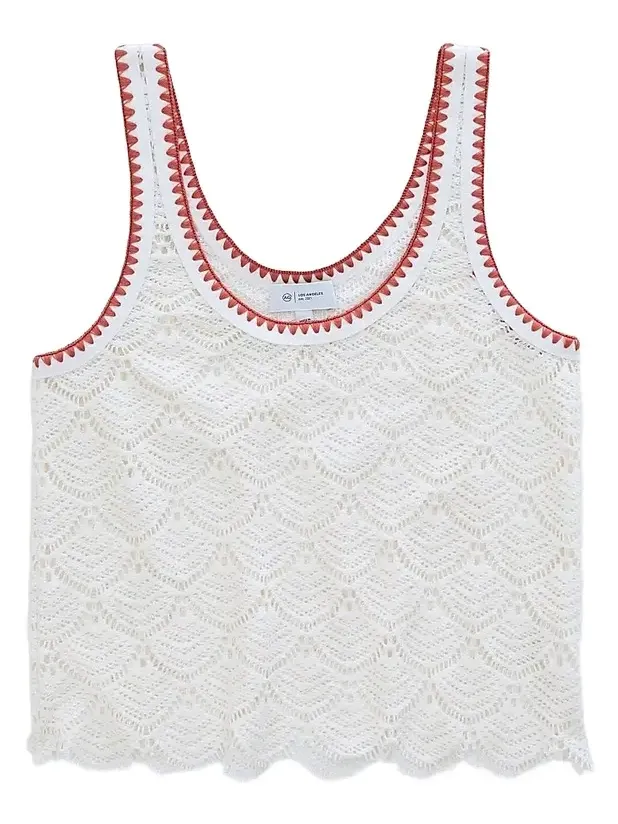 AG Jeans Women's Bianca Scalloped Cotton Crochet Tank