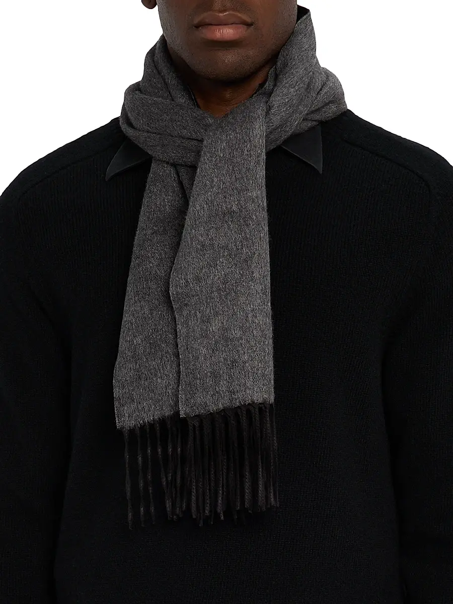 PIACENZA 1733 Men's Mirror Reversible Cashmere-Silk Scarf | Thumbnail 2 PIACENZA 1733 Men's Mirror Reversible Cashmere-Silk Scarf | Thumbnail 2