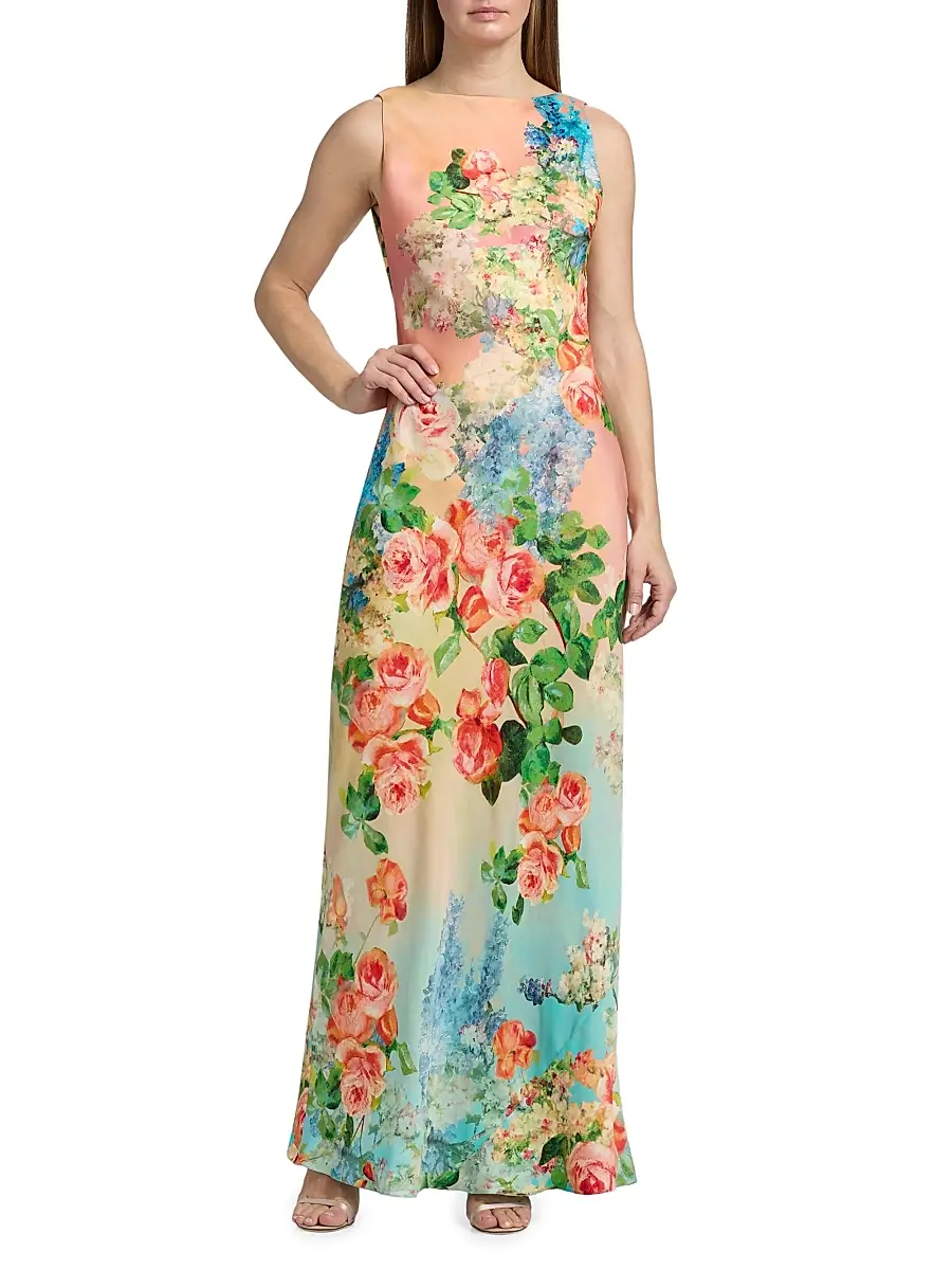 Hemant & Nandita Women's Floral Column Maxi Dress | Thumbnail 3 Hemant & Nandita Women's Floral Column Maxi Dress | Thumbnail 3